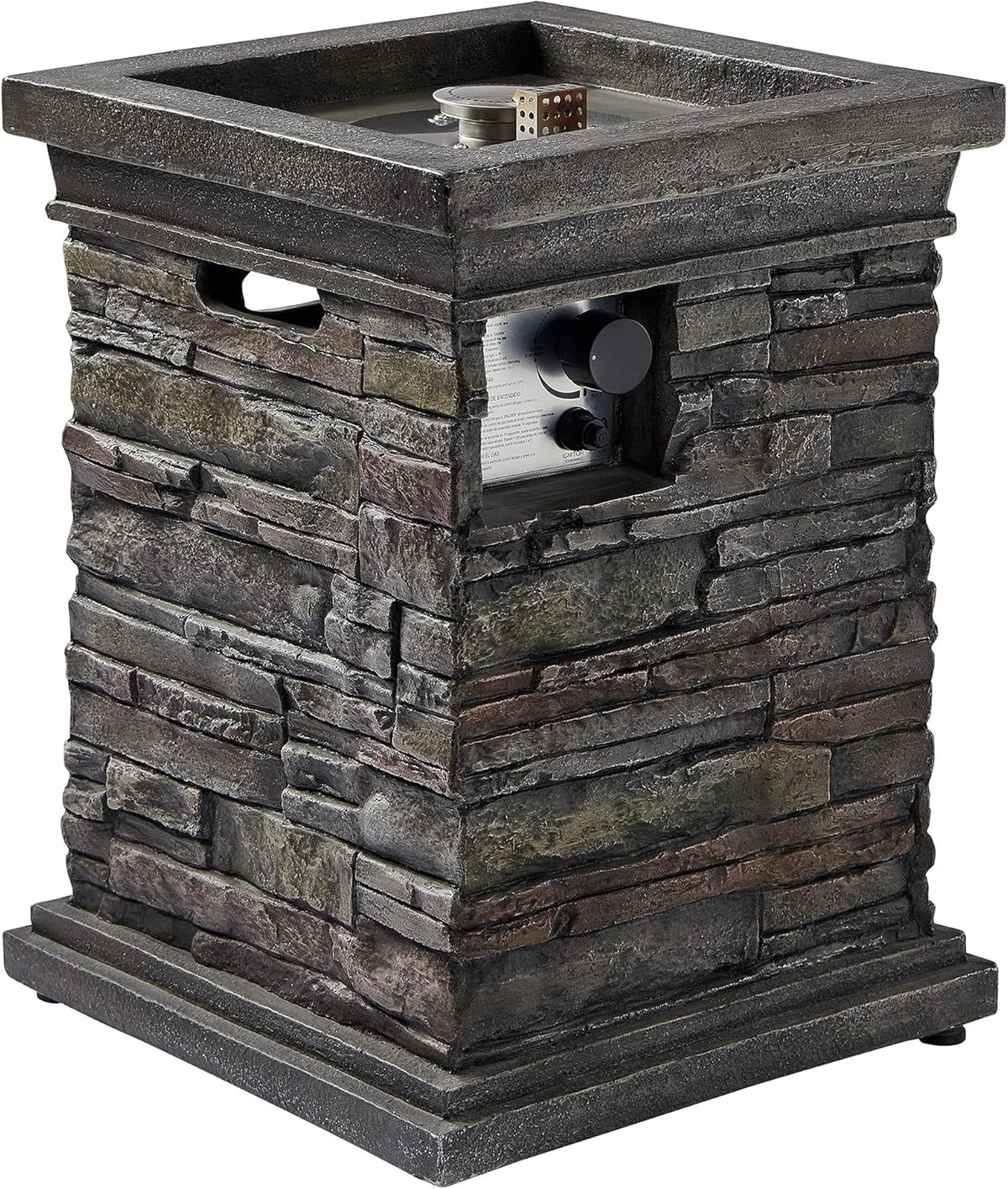 Square Propane Gas Fire Pit Table with Lava Rocks and PVC Cover U17219
