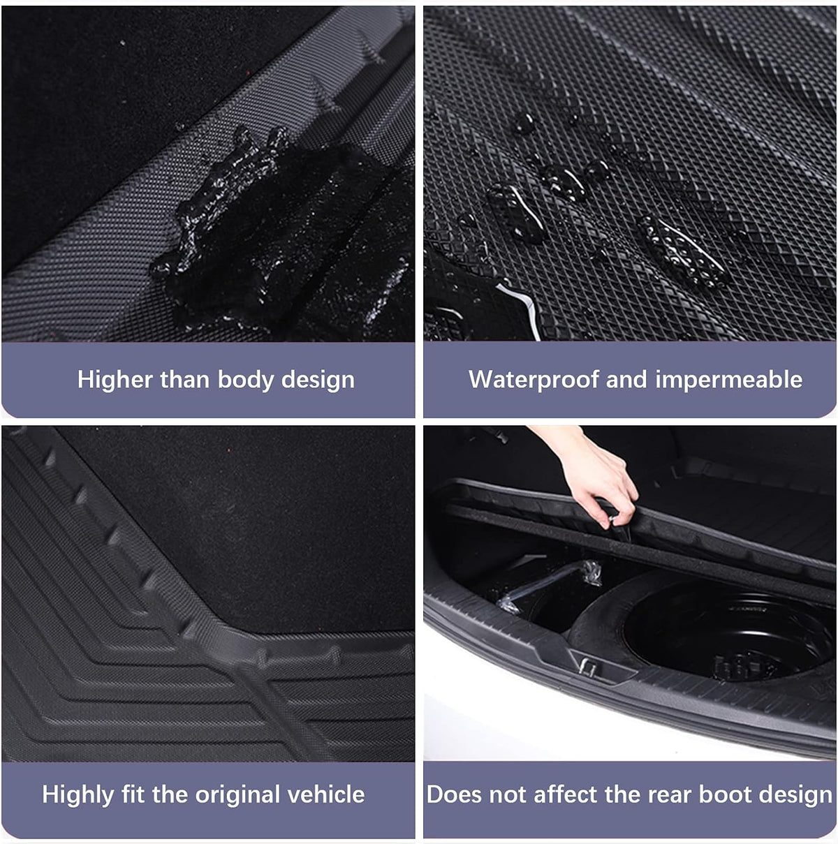 Black TPO Waterproof Rear Cargo Tray Trunk Floor Mat Q8816