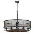 6-Light Metal/Wood Mesh Chandelier Bronze D706