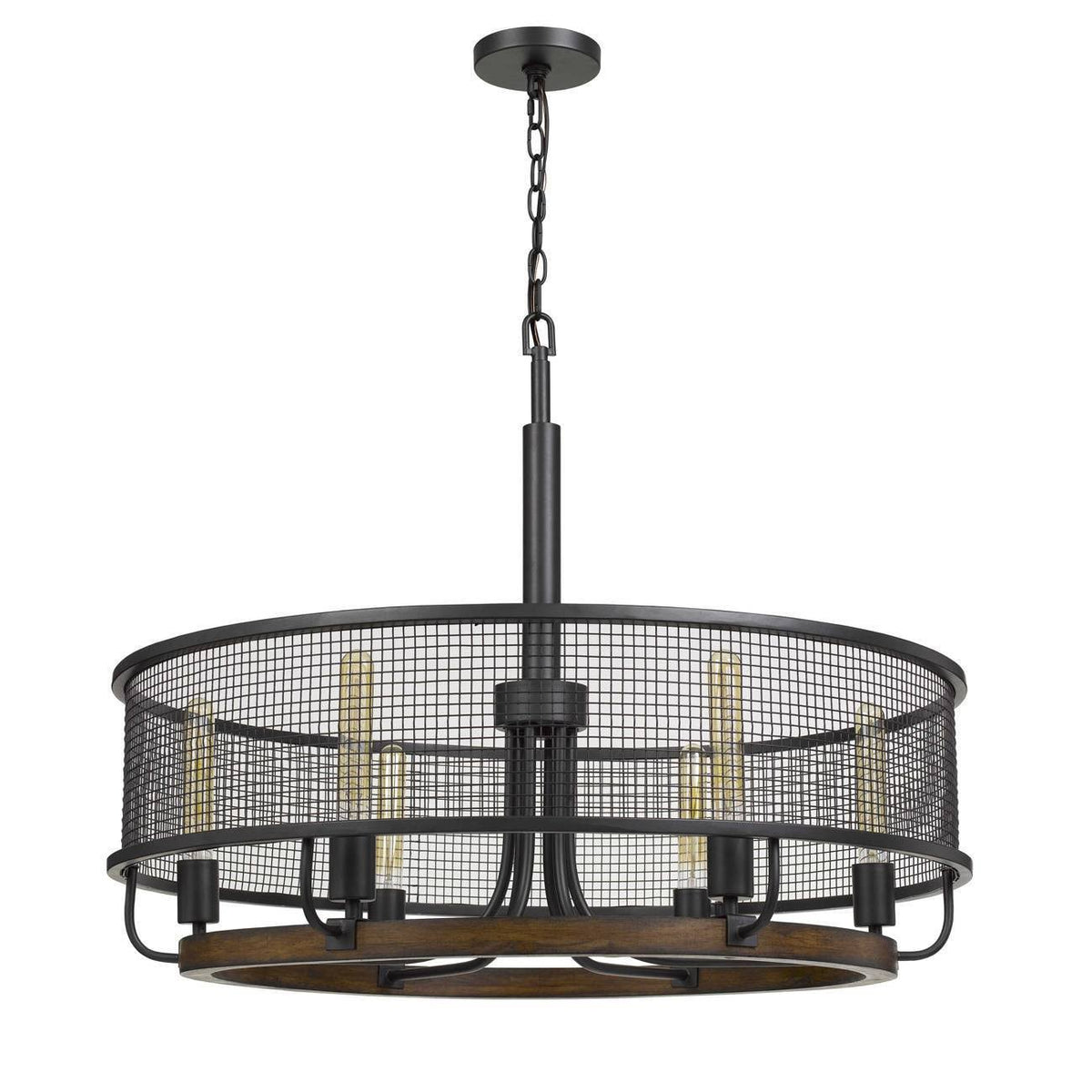 6-Light Metal/Wood Mesh Chandelier Bronze D706