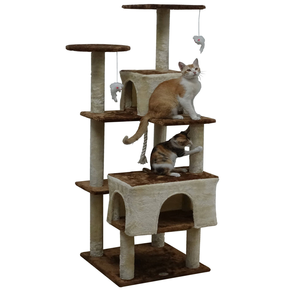 61-inch Cat Tree Beige Brown P207232