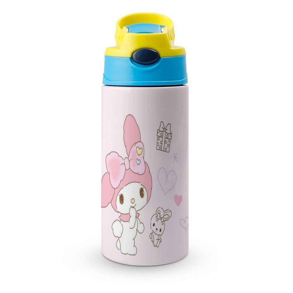 Pink Stainless Steel Children's Water Bottle With Straw O346