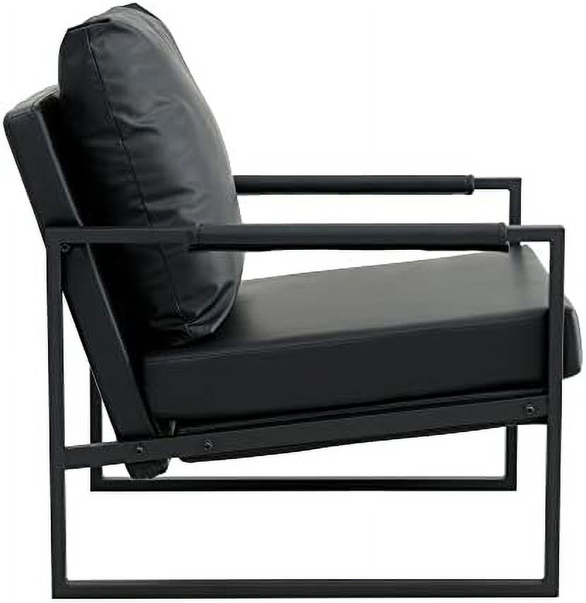 Black PU Leather Accent Arm Chair with Metal Frame F833
