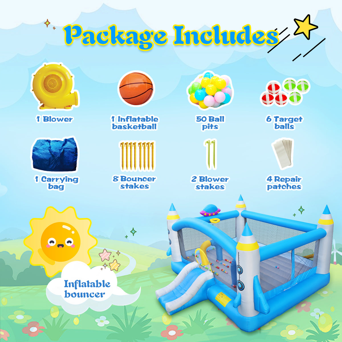 Kids' Jump 'n Slide Inflatable Bouncer W3489