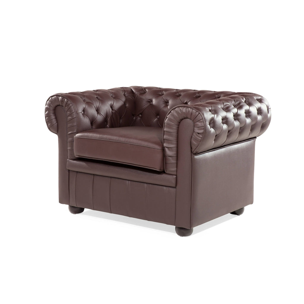 Tufted Leather Armchair Brown A3531