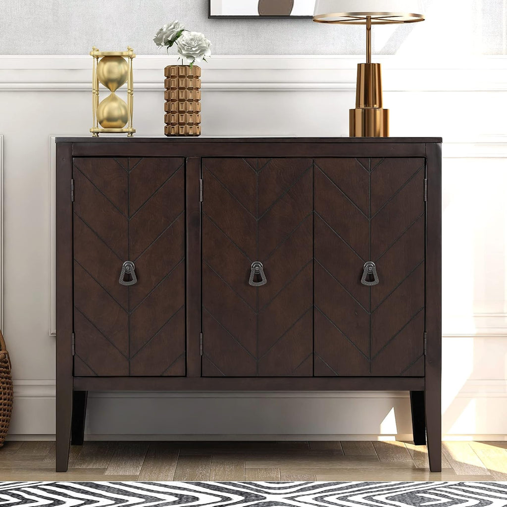Antique Gray Wooden Accent Storage Cabinet with Adjustable Shelf M4495