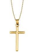 14K Yellow Gold Tubular Cross Pendant Necklace (18 inches) A985