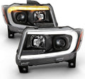 Black Switchback LED DRL Sequential Signal Projector Headlights Headlamps Set M353