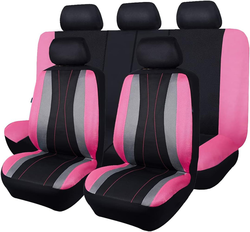 Faux Leather Mesh Car Seat Covers Full Set K114