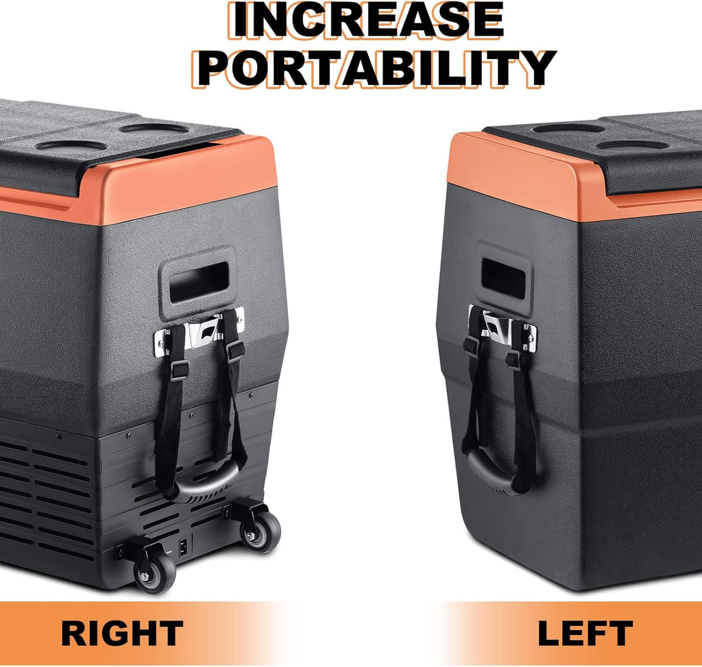 Portable Fridge Freezer, 12 Volt Refrigerator, Electric Cooler with Wheels Y40353