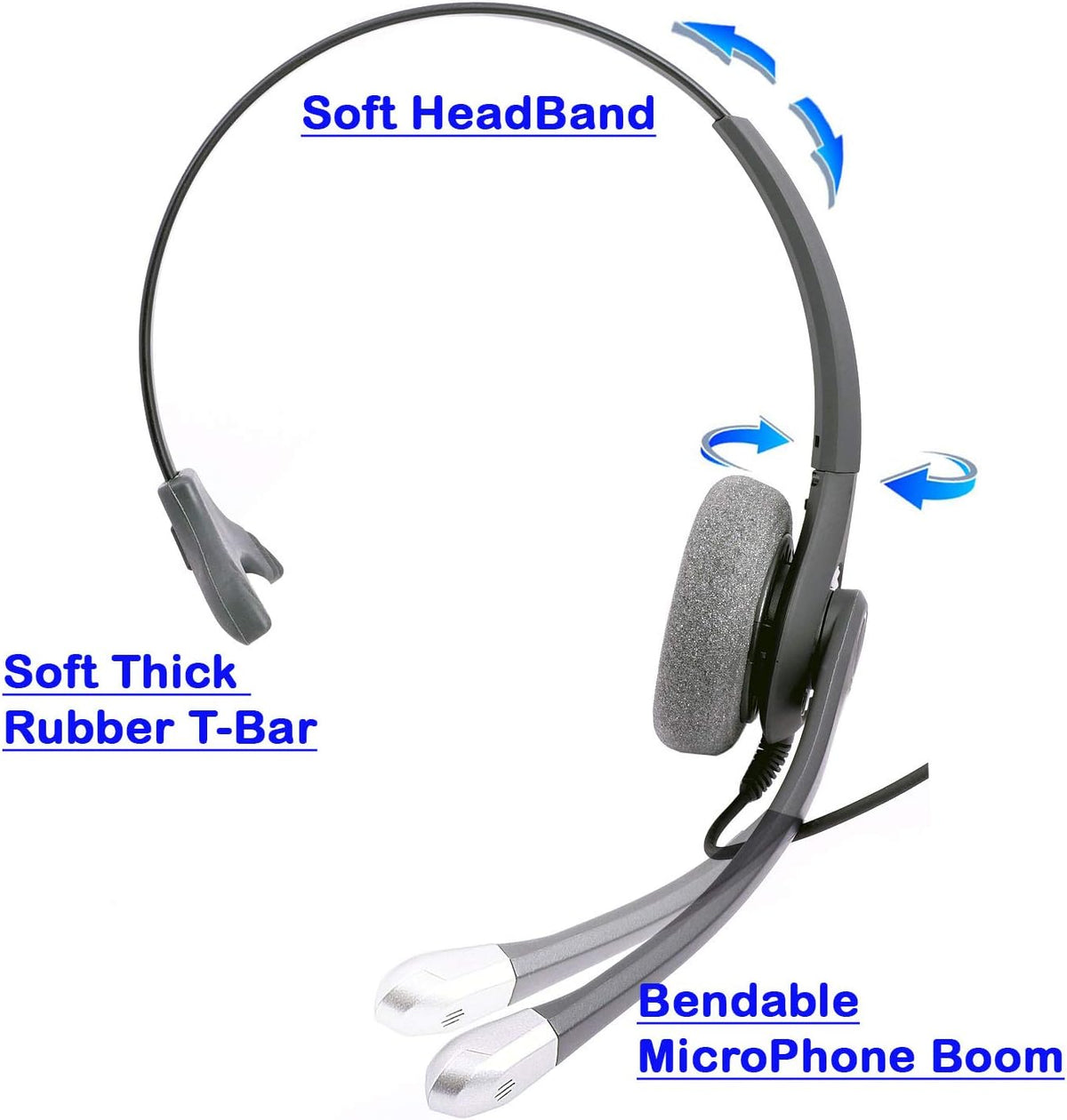 Headset with Quick Disconnect RJ9 Headset Adapter B9042