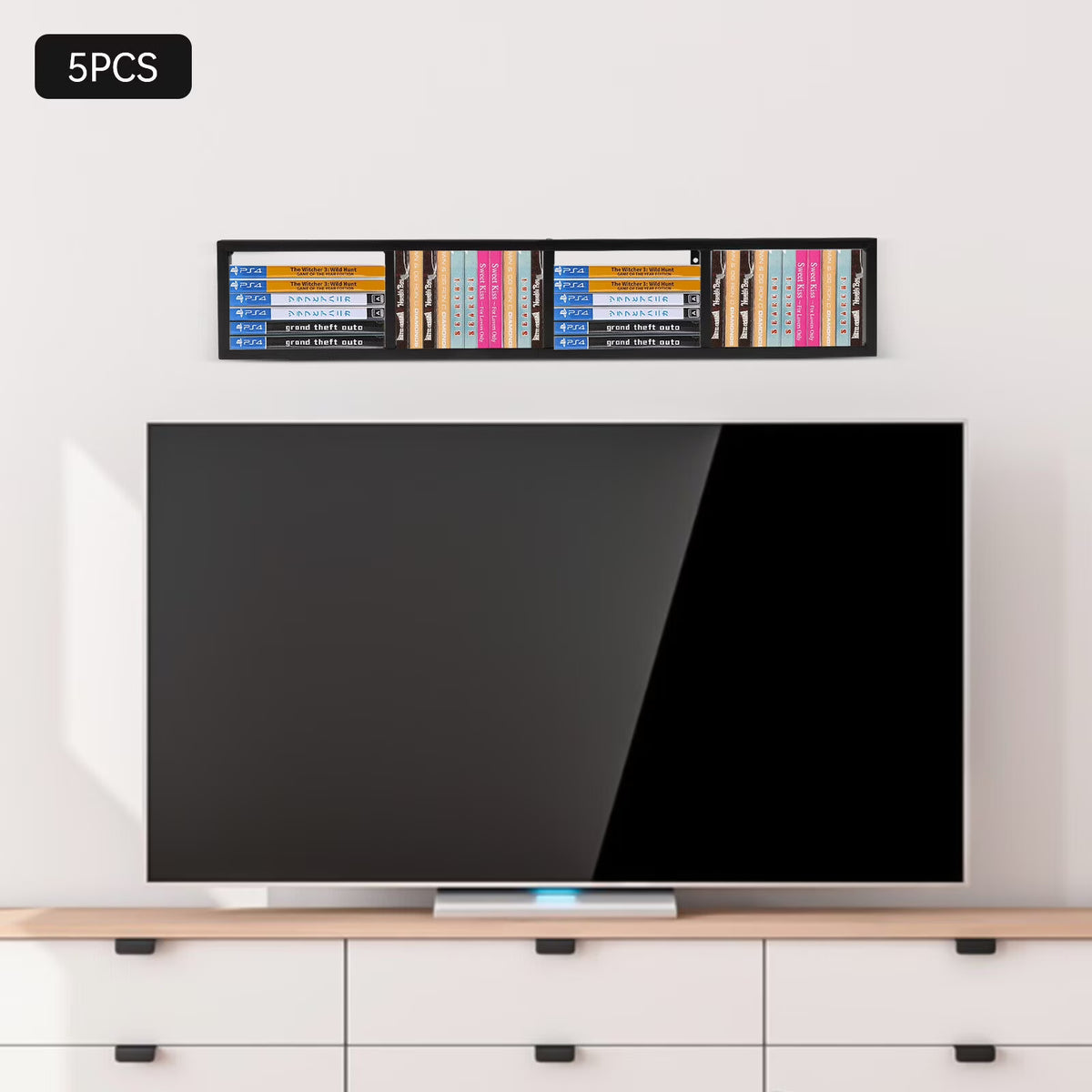 34 In Media Storage Shelves for Wall, CD DVD Storage Shelf F7658