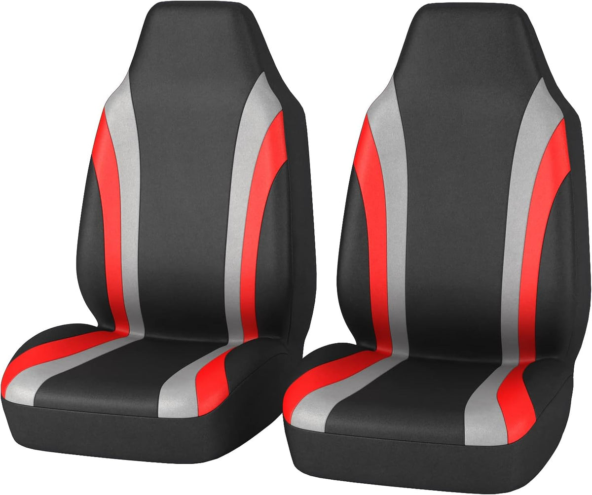 Two Front Car Seat Cover Set, Red L797