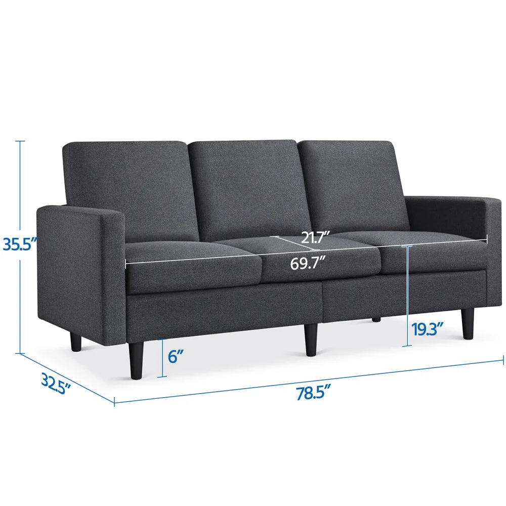 Gray Linen 3-Seater Sofa I281959