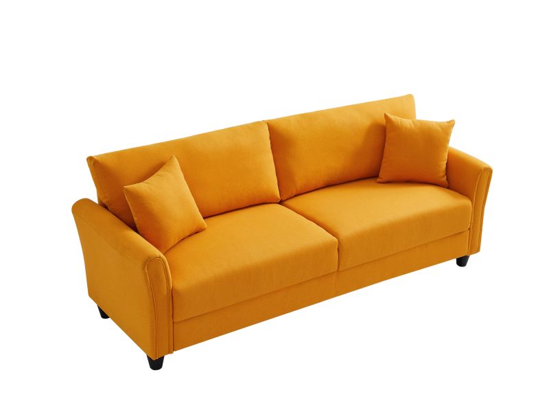 Blue Linen Loveseat Sofa with 2 Pillows W81322