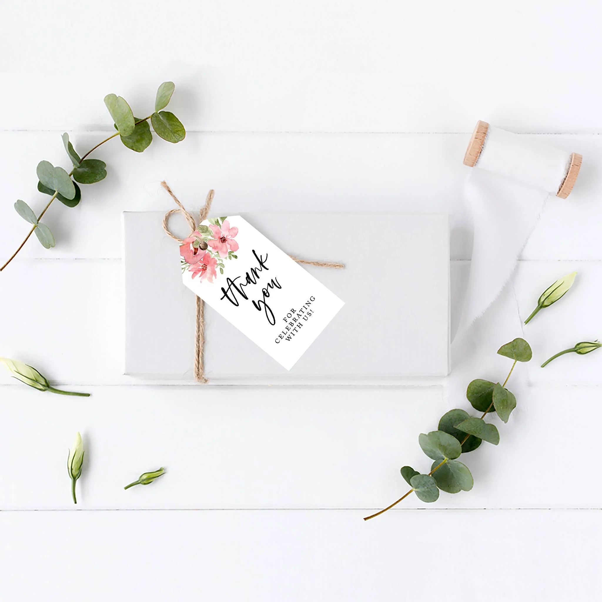 Coral Watercolor Florals Cardstock Gift Tags 100-Pk H3281