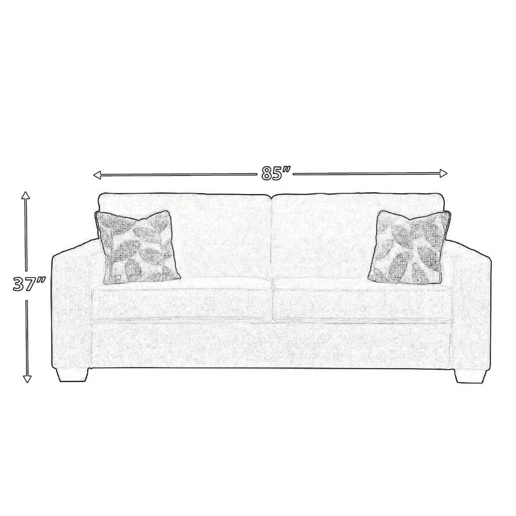 Dark Gray Chenille Sofa with 2 Floral Print Throw Pillows C200046