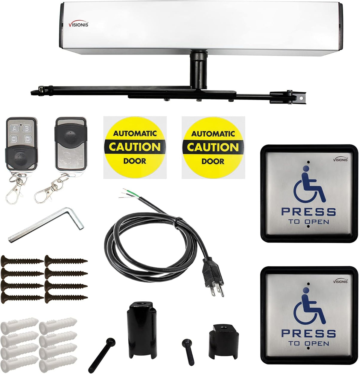 Slim Electric Automatic Door Opener with Built-in Receiver and 2 Wireless Remotes P74242
