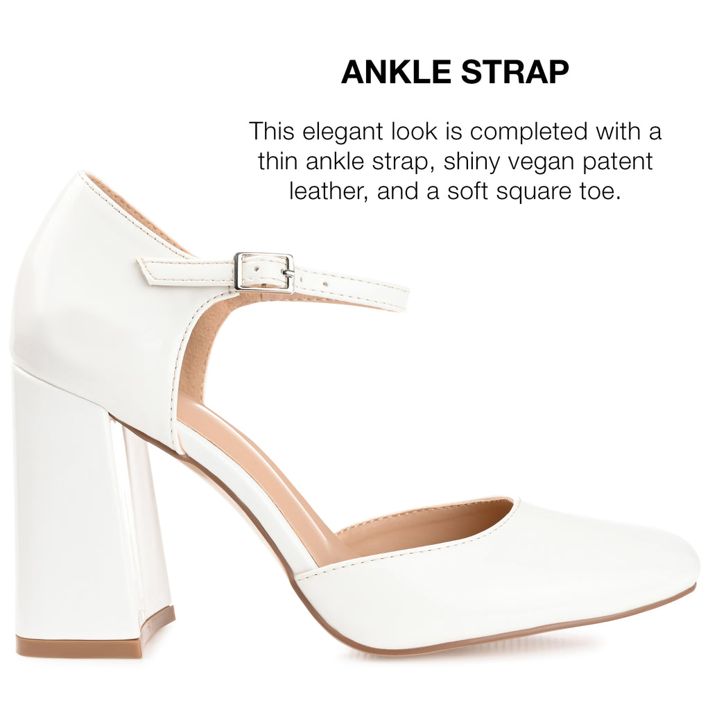 Womens Wide Width Mary Jane Mid Block Heel Square Toe Pumps G251