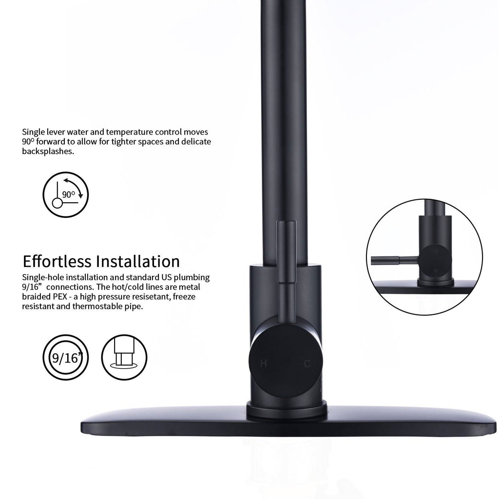 Black Kitchen Sink Faucet with Deck Plate V5947