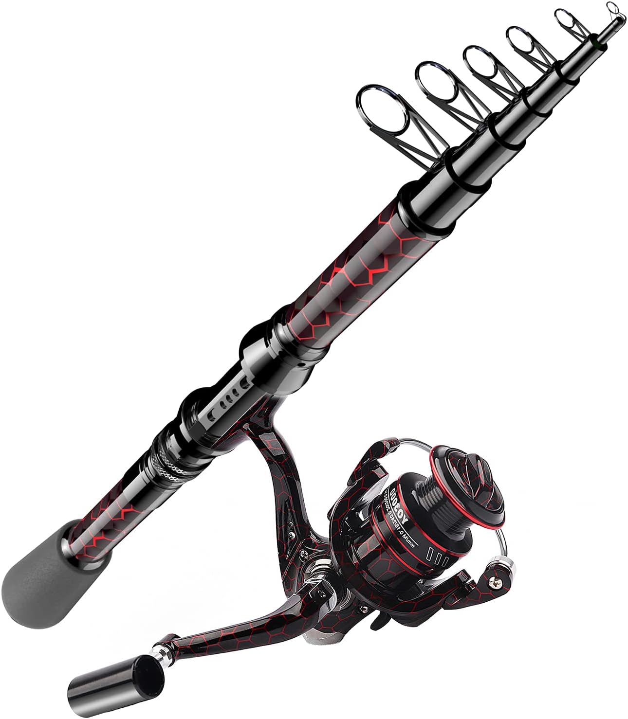 Carbon Fiber Telescopic Fishing Rod and Reel Combo Kit with Tackle Box, Pack of 2 O197