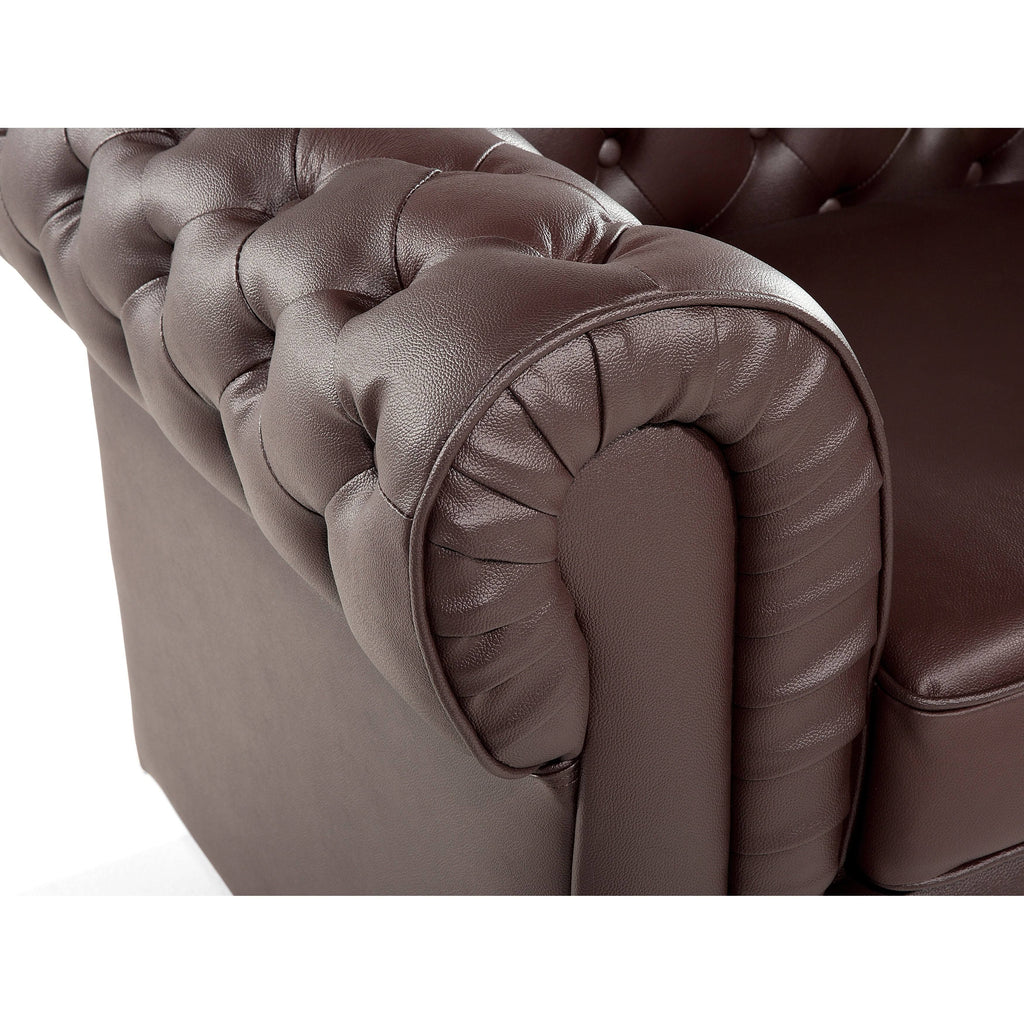 Tufted Leather Armchair Brown A3531
