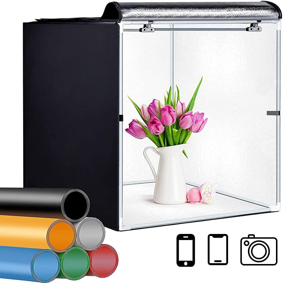 24 x 24 Inch Portable Photo Studio Light Box with LED Lights and 6 Color Backdrops H3594