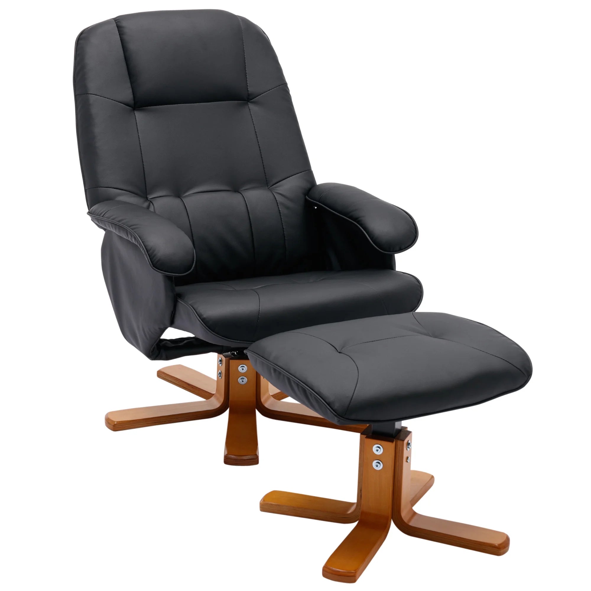 Beige Faux Leather Swivel Recliner Chair with Ottoman O16409