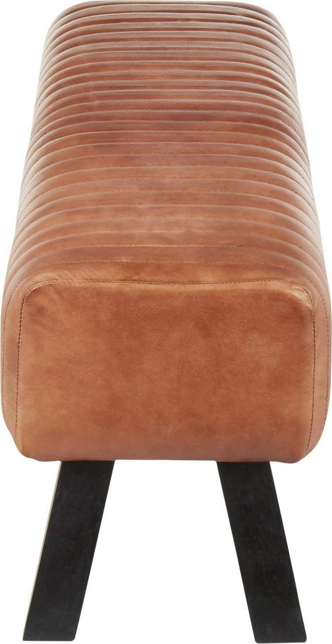 Industrial Bench in Black Wood and Brown Leather U926