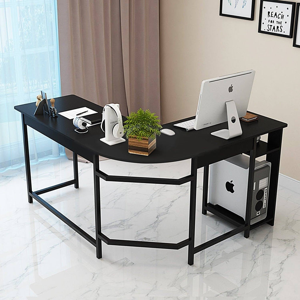 L Shaped Office Desk Computer Desk Table Corner Set Black I77429