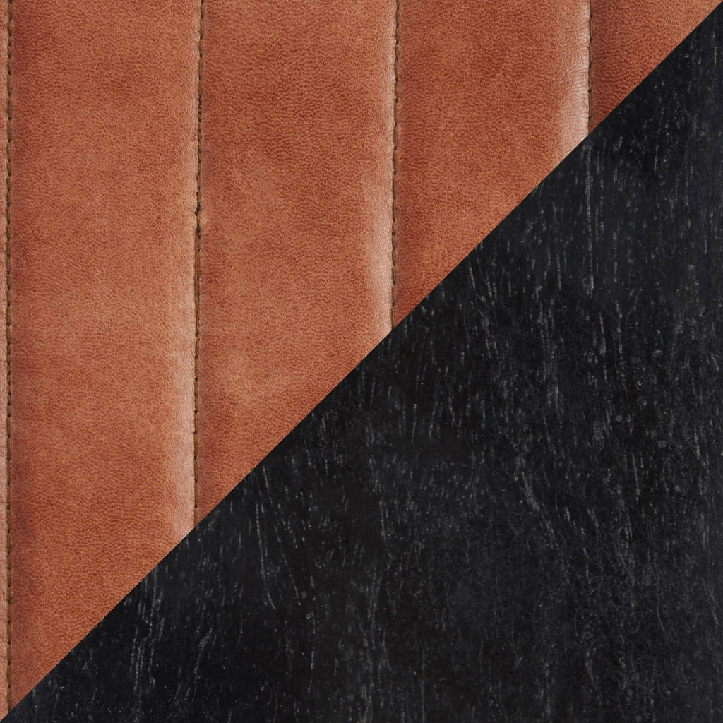Industrial Bench in Black Wood and Brown Leather U926