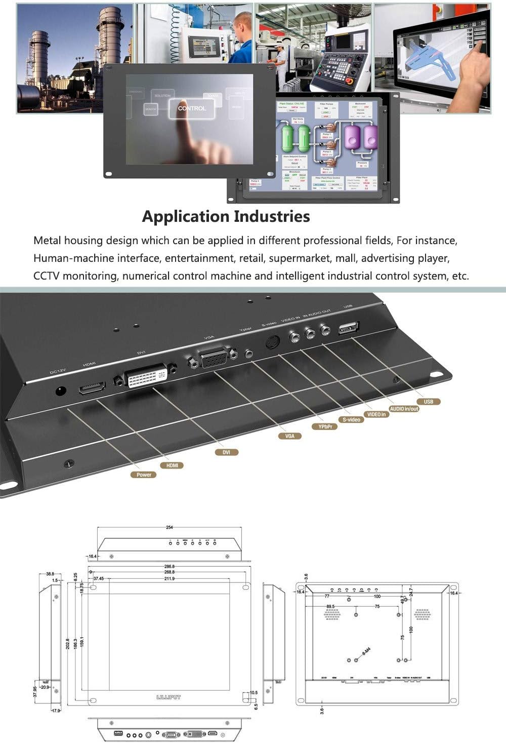 10.4" 5-Wire Resistive 4:3 HDMI Open Frame Touch Screen Y166600