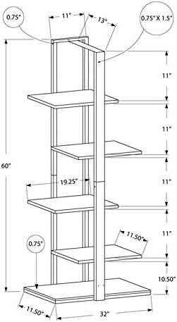 White 5 Shelf Metal Bookcase U4379