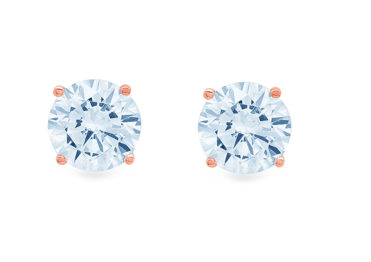 18K Rose Gold Solitaire Stud Earrings S976