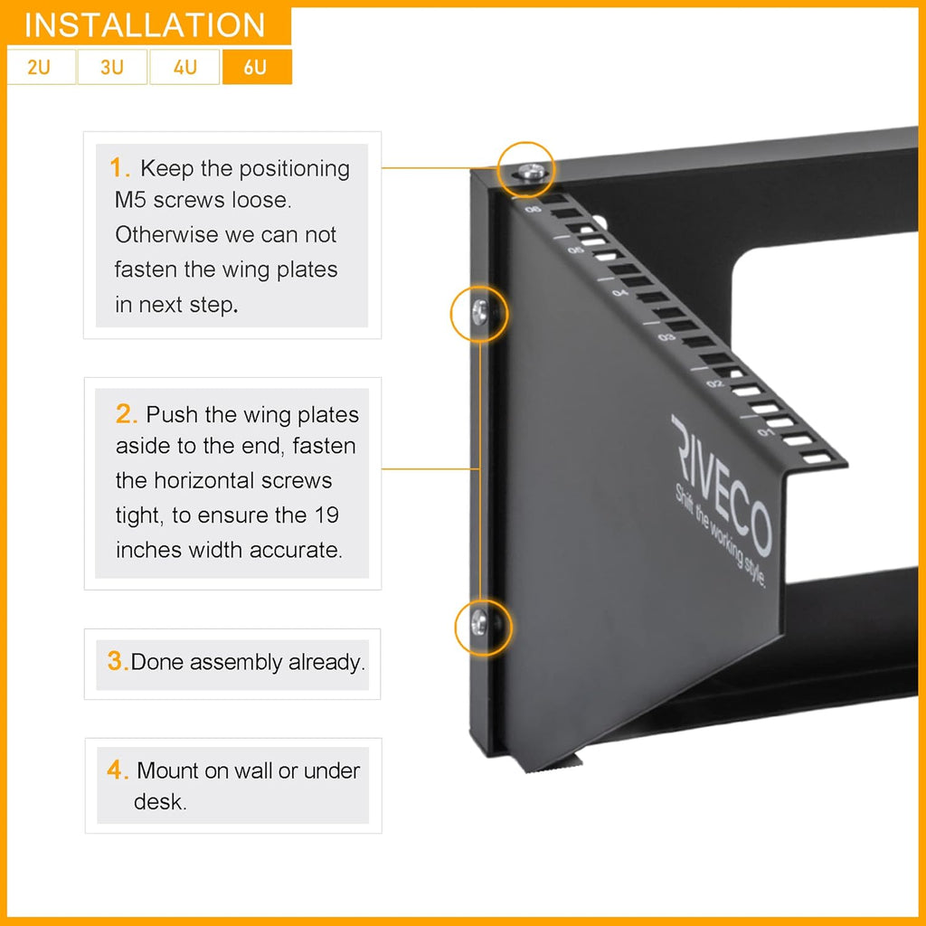 6U Wall Mount Rack for 19 inches IT Equipment, Pack of 2 O6511
