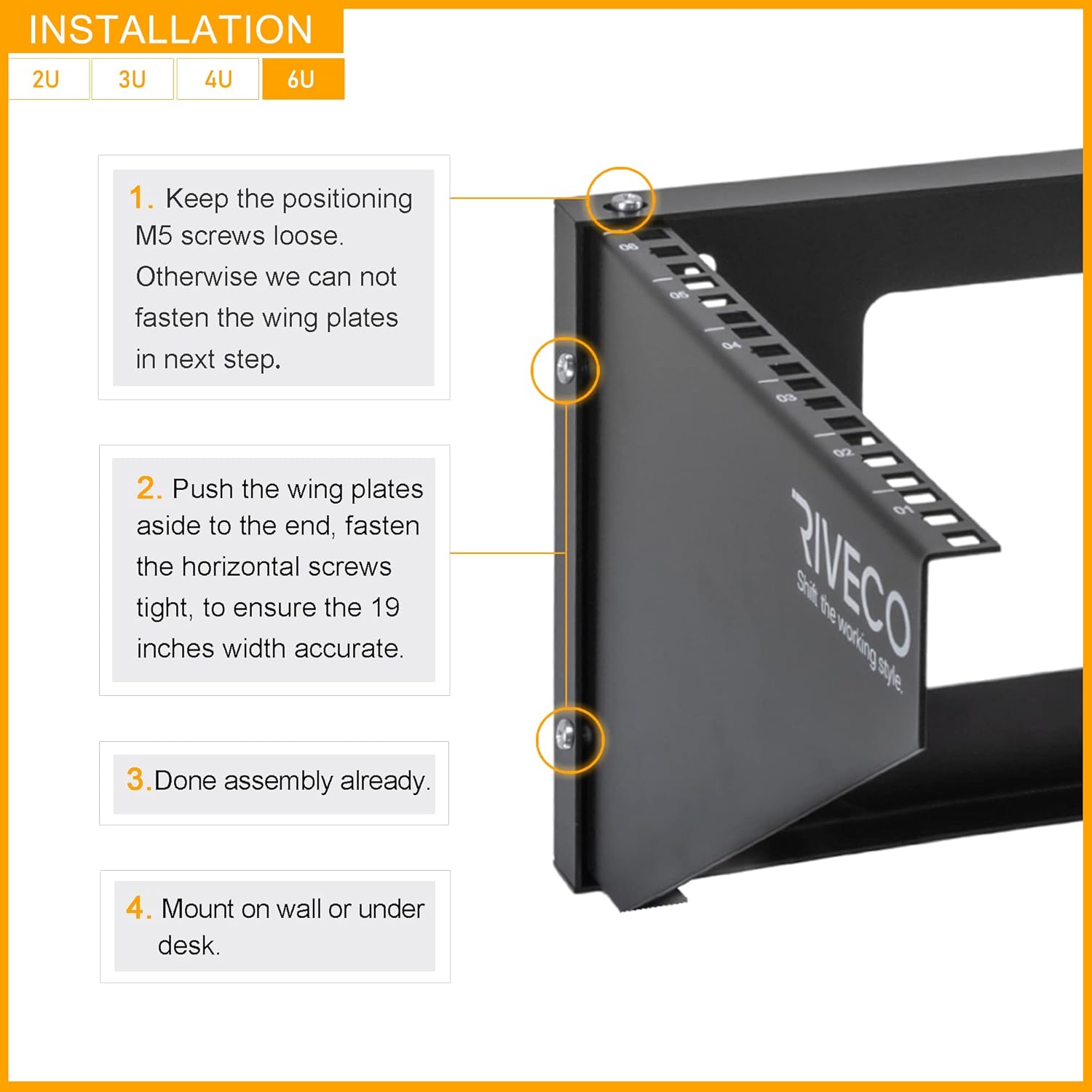 6U Wall Mount Rack for 19 inches IT Equipment, Pack of 2 O6511