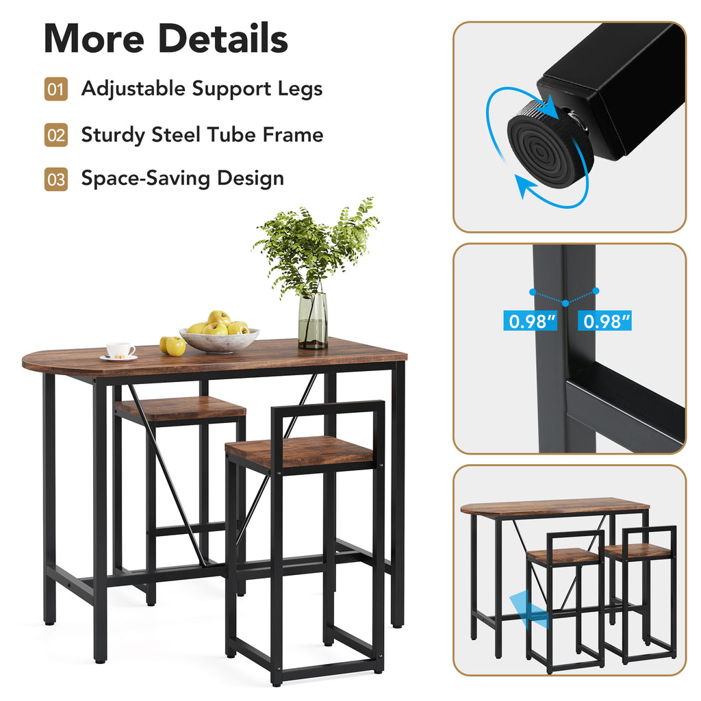 3-Piece Bar Table Set, 39.4 Marble White L1987