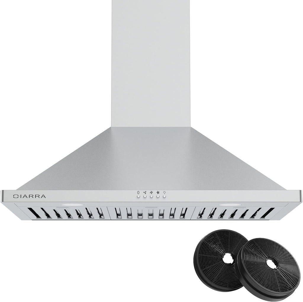 30 inch Stainless Steel Wall Mounted Range Hood with 3 Speed Exhaust Fan Baffle Filters Ducted and Ductless Convertible G515