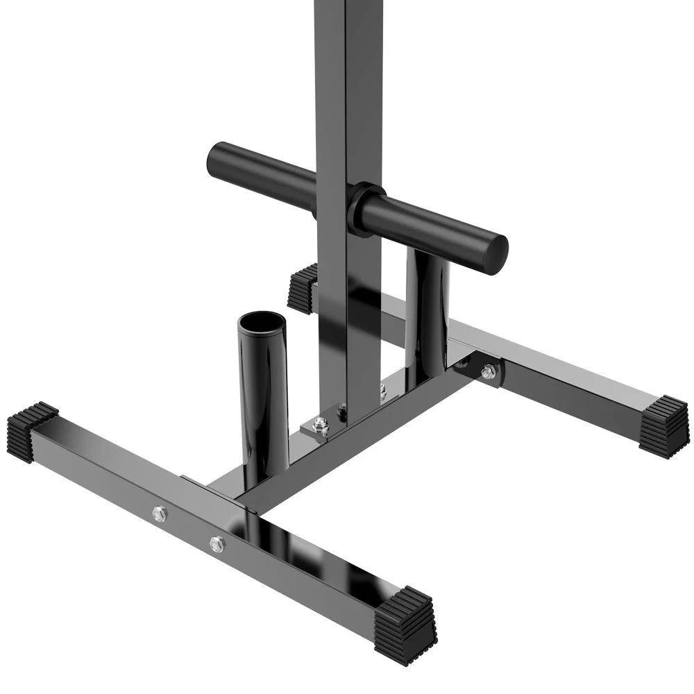 Black Olympic Weight Plate & Barbell Tree Stand Rack O830