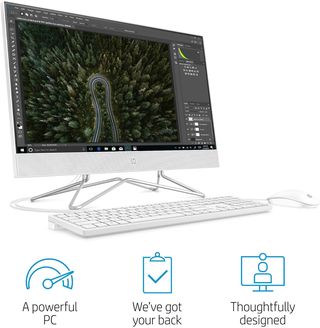 24-inch All-in-One Desktop Computer, AMD Athlon Silver 3050U, 8 GB RAM, 256 GB SSD, Windows 10 Home, White C386