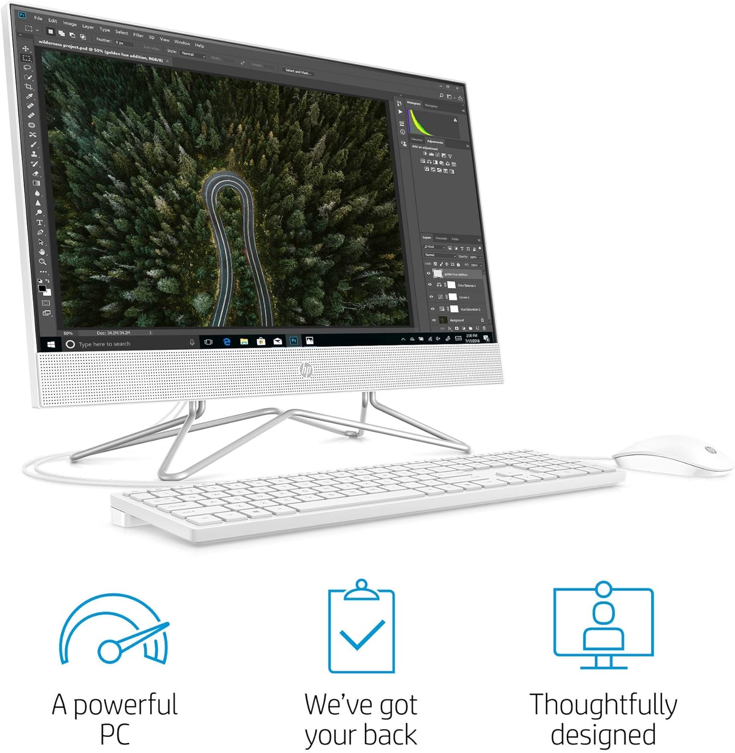 24-inch All-in-One Desktop Computer, AMD Athlon Silver 3050U, 8 GB RAM, 256 GB SSD, Windows 10 Home, White C386