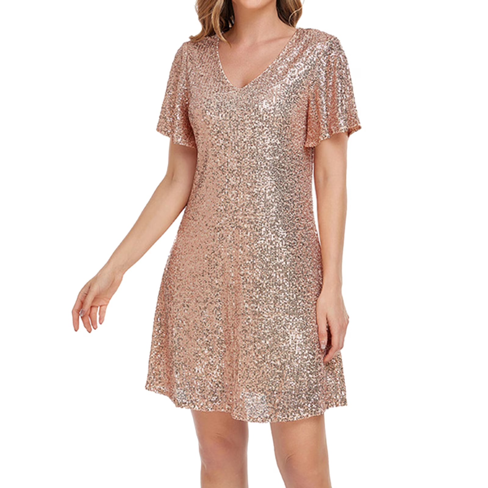 Gold Satin Sleeveless Spaghetti Strap Mini Dress K282168