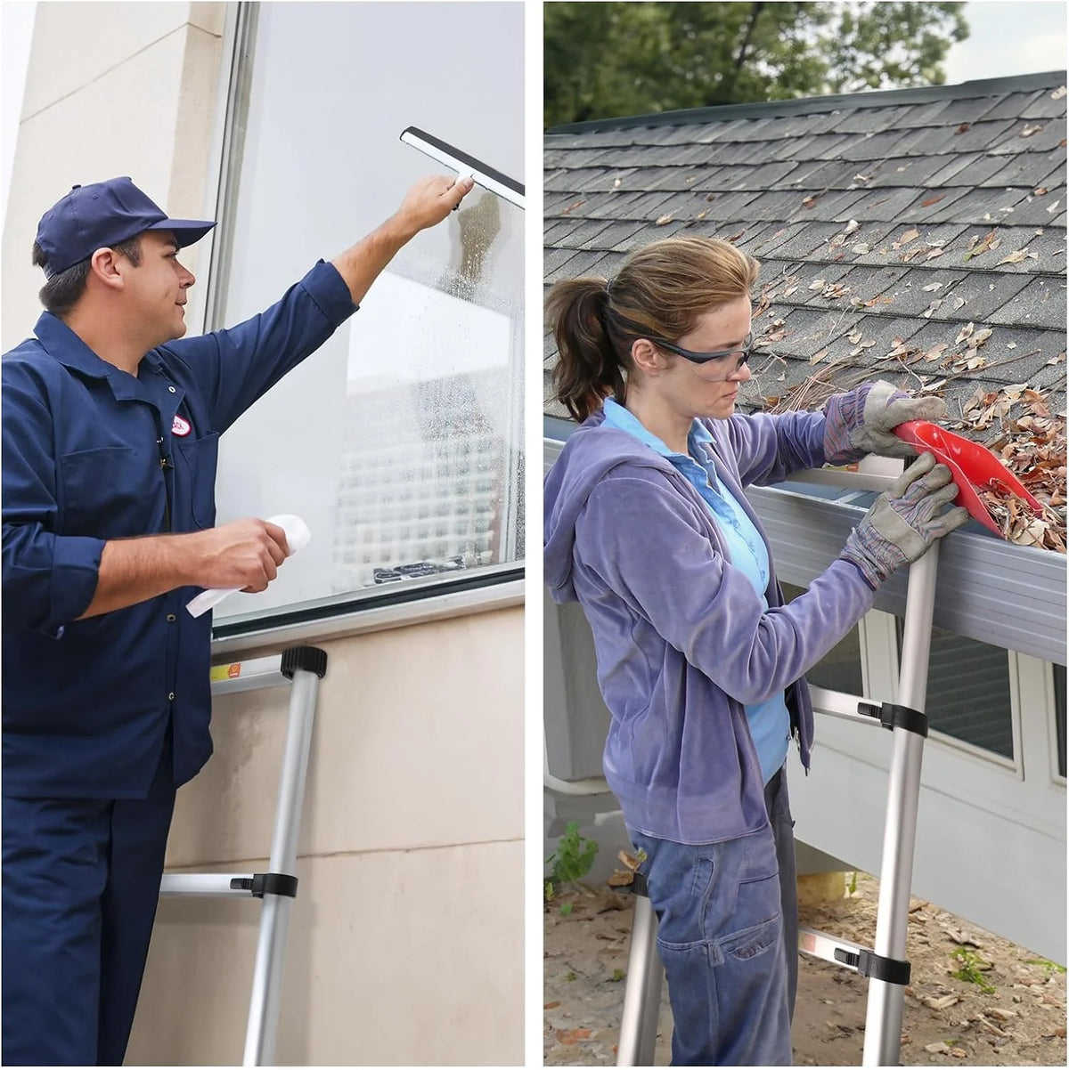 12.5FT Aluminum Telescoping Ladder with Non-Slip Feet I742478