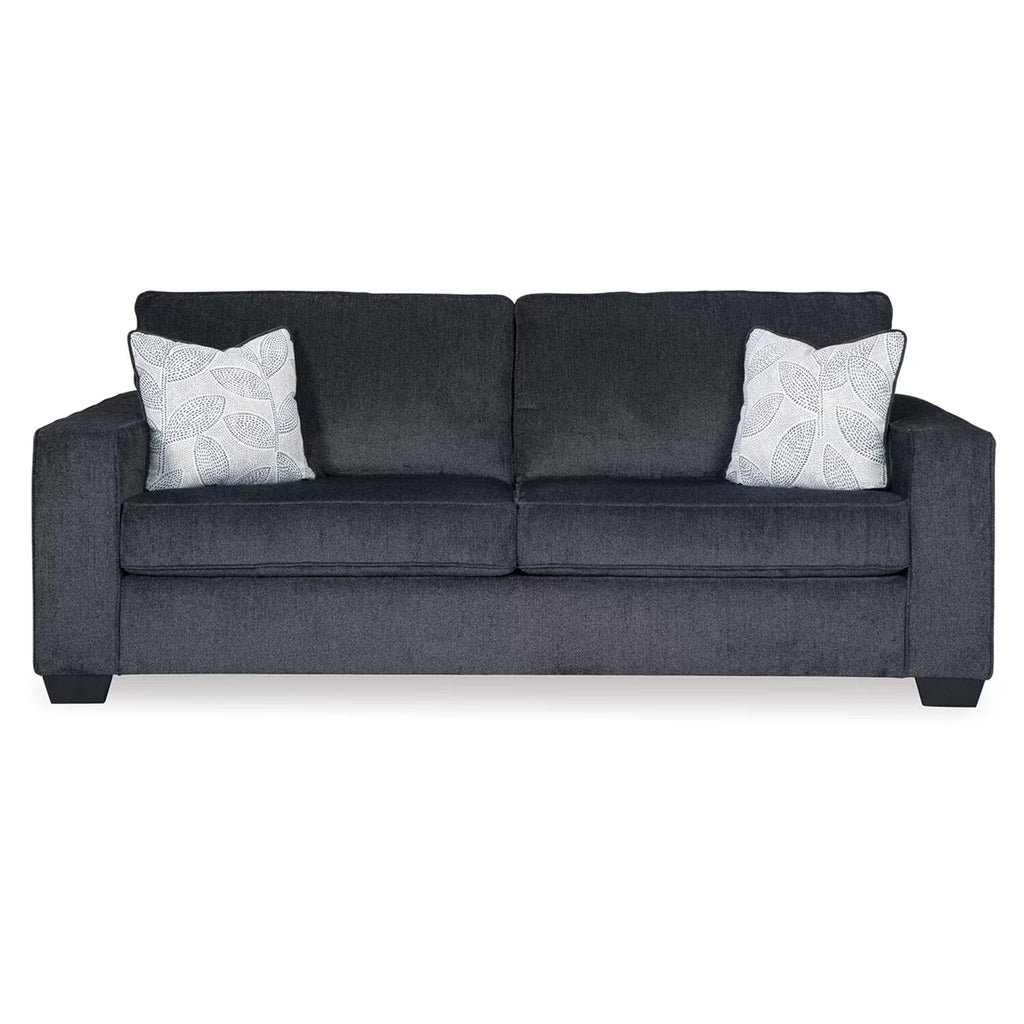 Dark Gray Chenille Sofa with 2 Floral Print Throw Pillows C200046