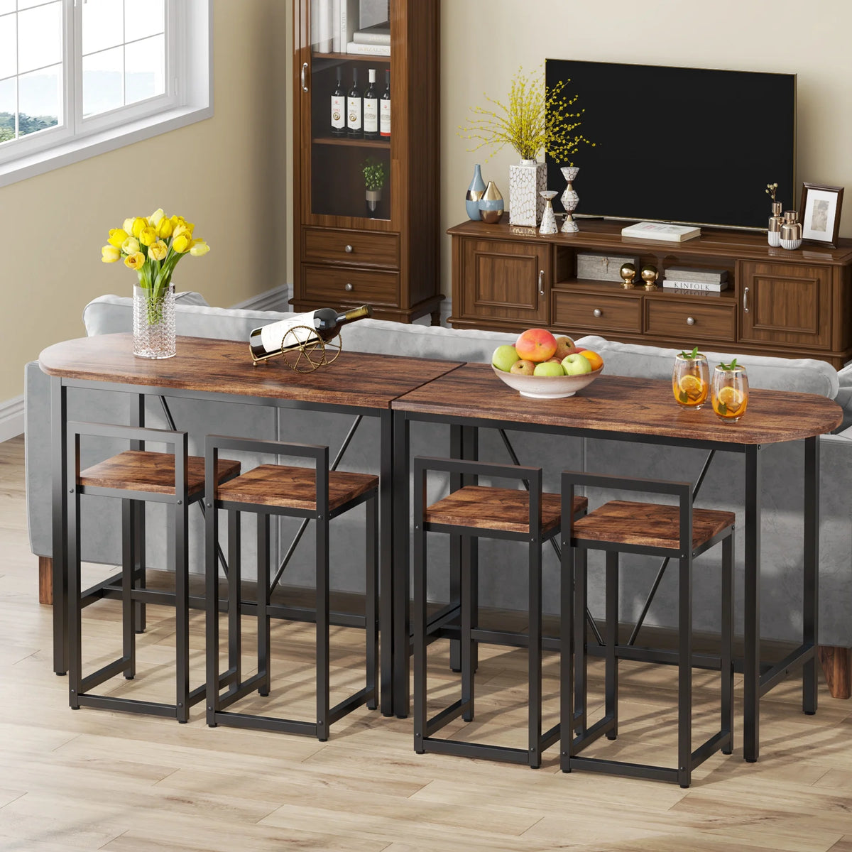 3-Piece Bar Table Set, 39.4 Marble White L1987