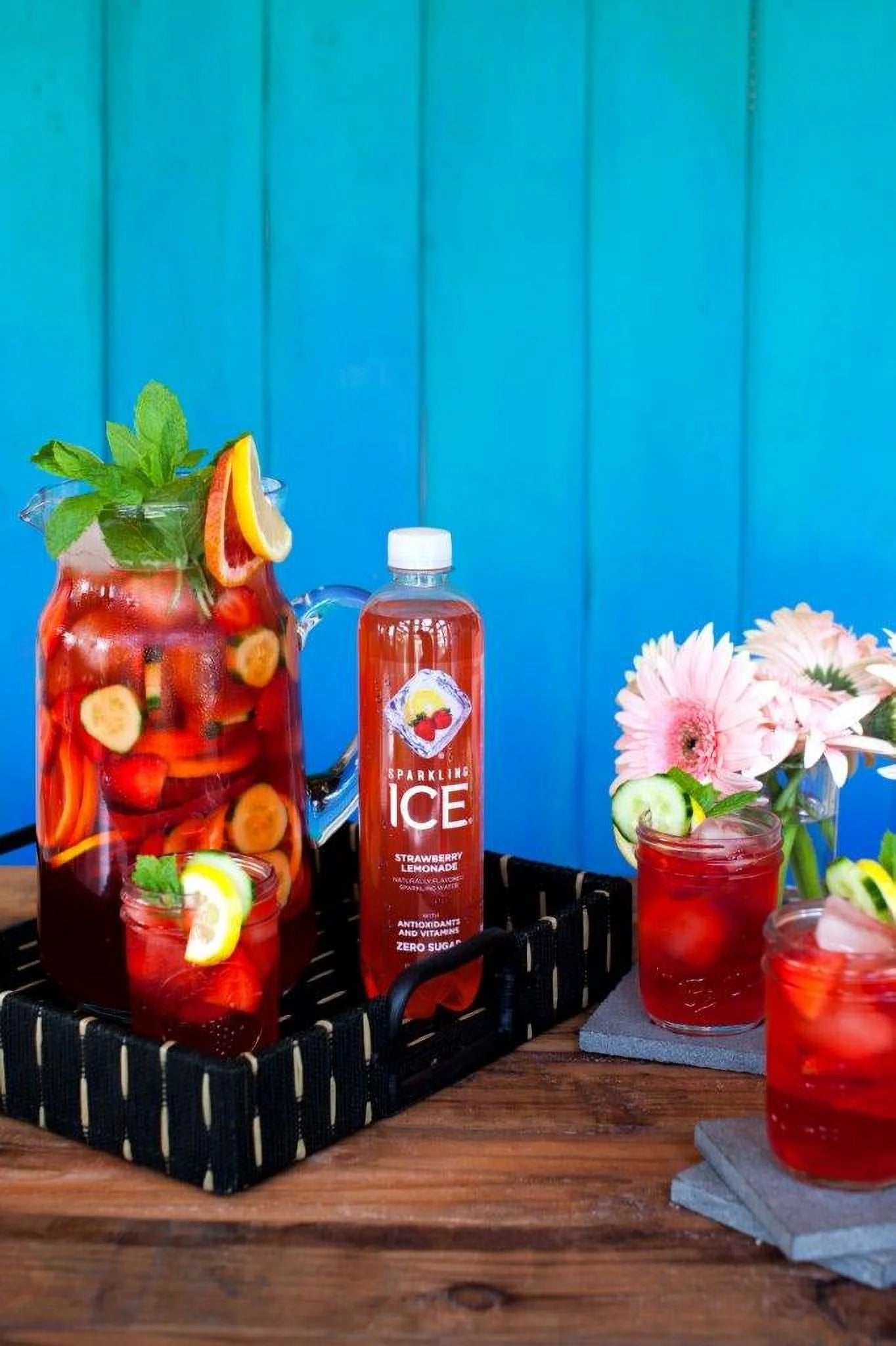 Strawberry Lemonade Sparkling Water 17 Fl Oz, Pack of 12 D195