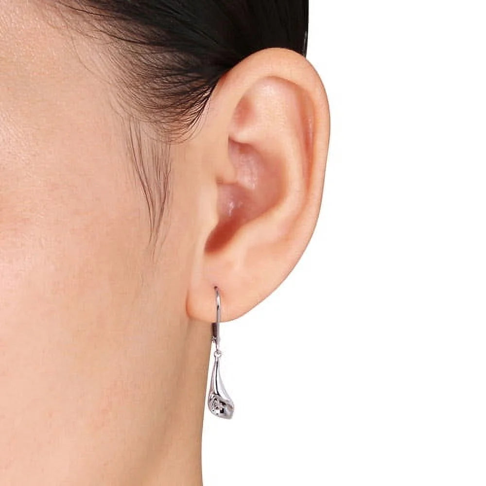 Sterling Silver Leverback Calla Lily Flower Earrings W602140