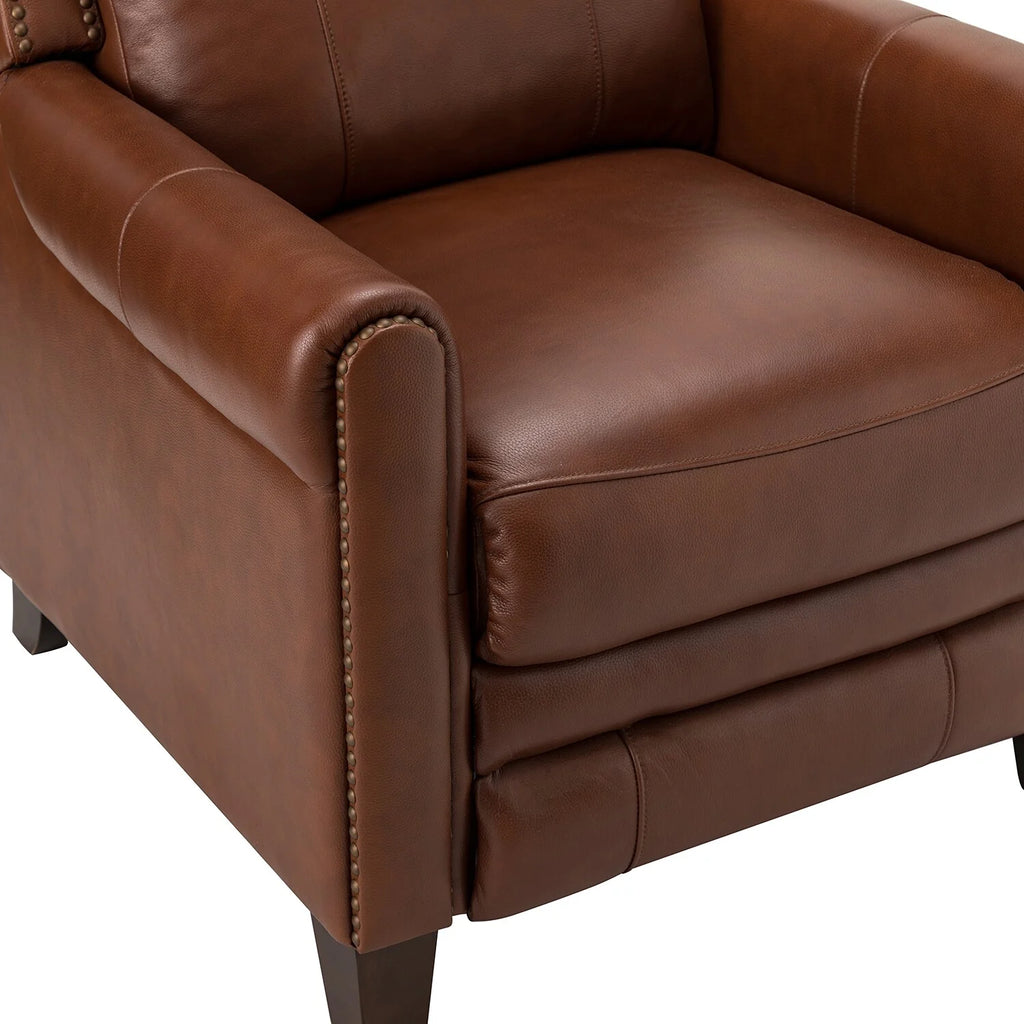 Genuine Leather Manual Recline Set of 2 BROWN P150