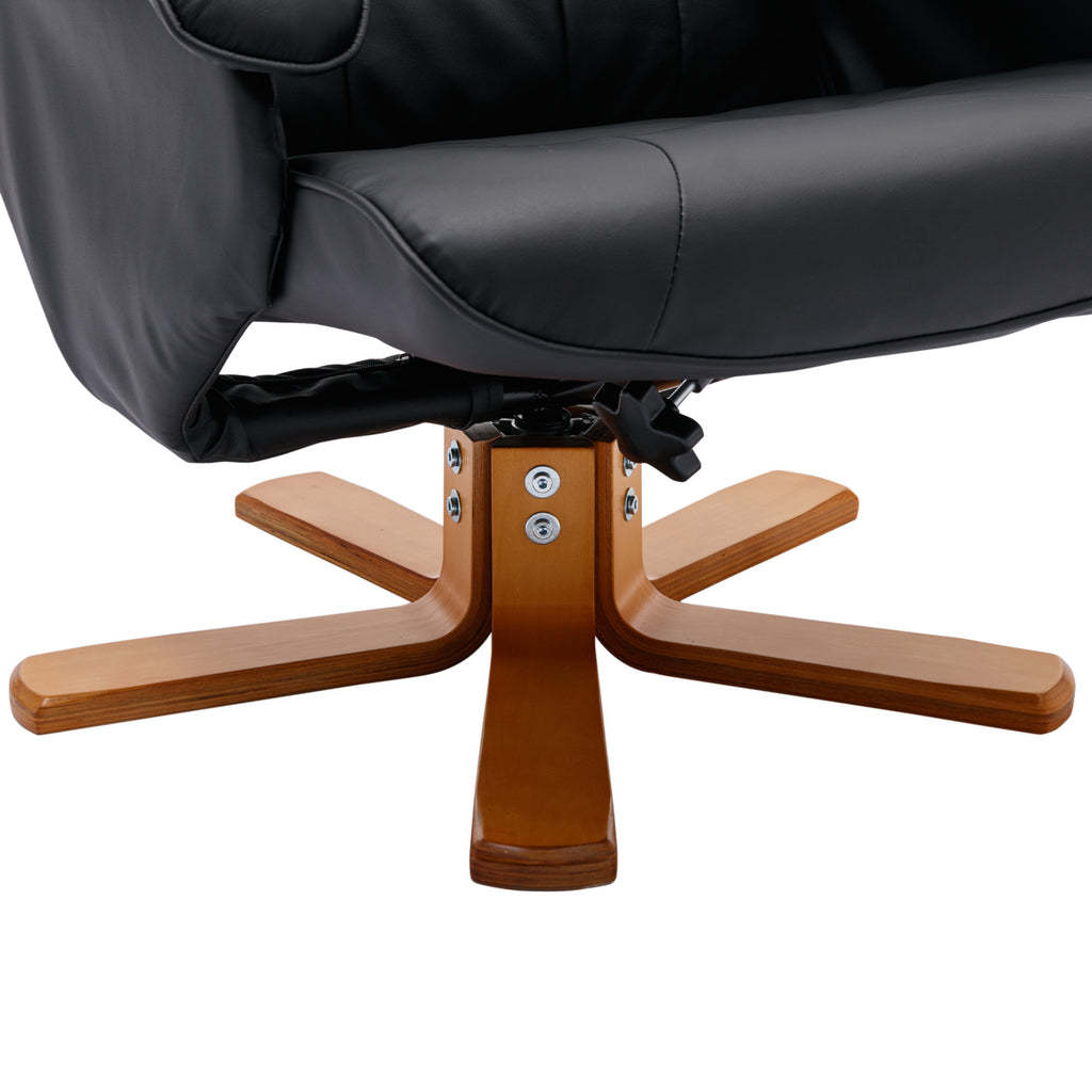Beige Faux Leather Swivel Recliner Chair with Ottoman O16409