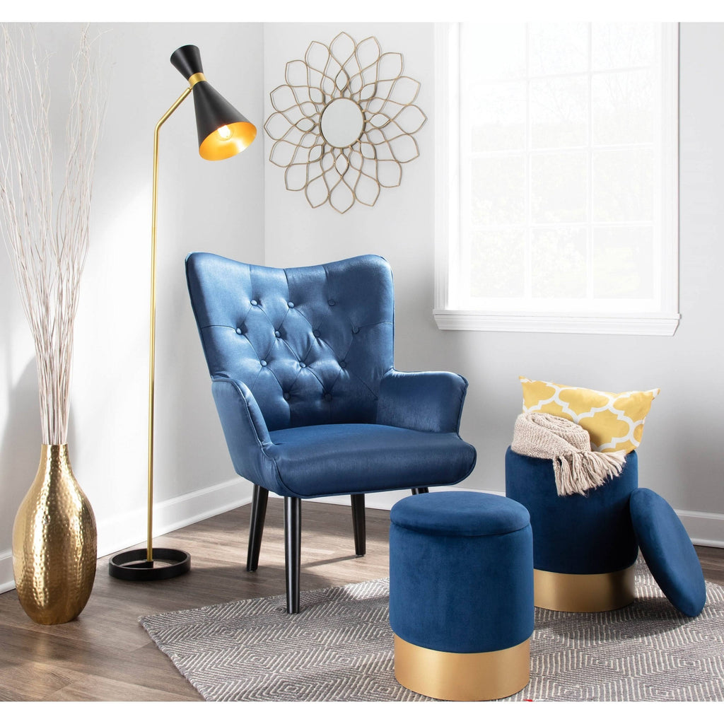 Green Satin Accent Chair with Wooden Legs J527